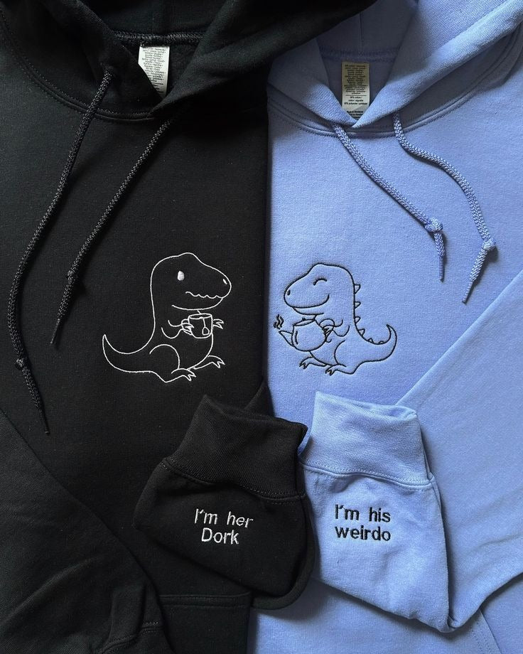 Animal Couple Embroidered Sweater Collection, Matching Couple Sweatshirt, Cute Animal Lovers Outfit, Personalized Gift