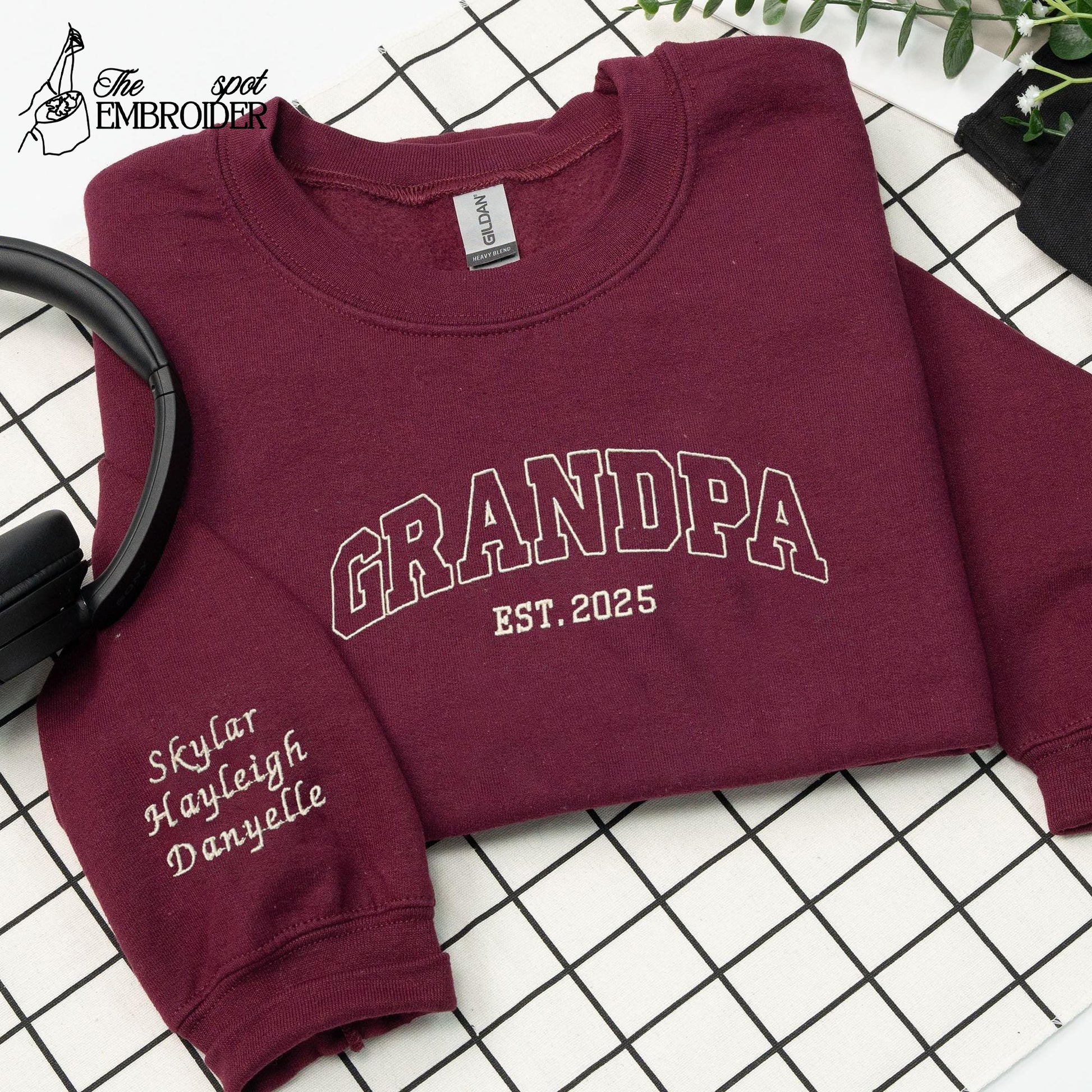 Grandpa Hoodie Personalized, Embroidered Grandpa Sweatshirt, Dad Est Sweatshirt With Kids Names, Unique Gifts for Dad, Father's Day Gift