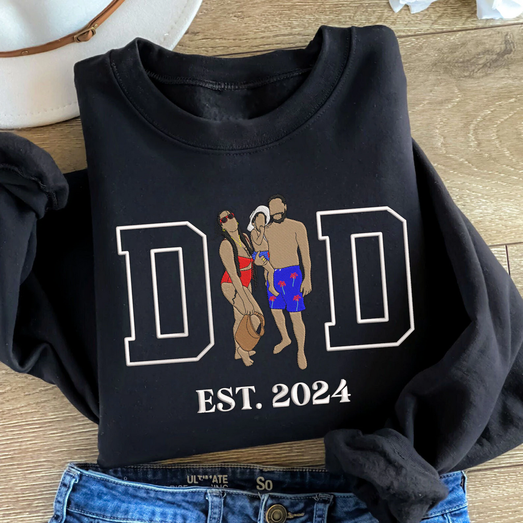 Custom Dad Embroidered Sweatshirt With Photo Portrait, Personalized Father’s Day Gift