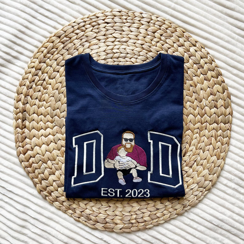Custom Dad Embroidered Sweatshirt With Photo Portrait, Personalized Father’s Day Gift