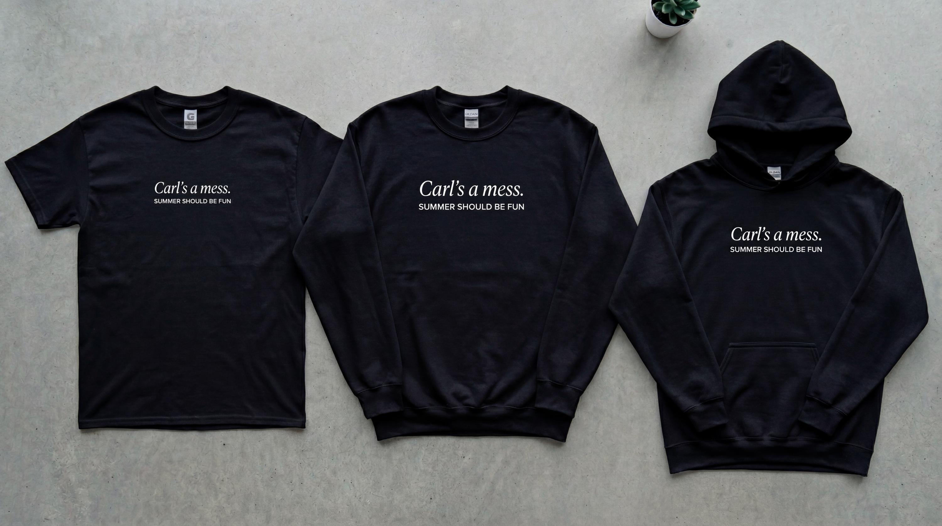 Carls a Mess Embroidered Shirt – “Summer Should Be Fun” Quote Tee, Minimalist Unisex Soft Cotton Top, Casual Streetwear Gift for Men & Women