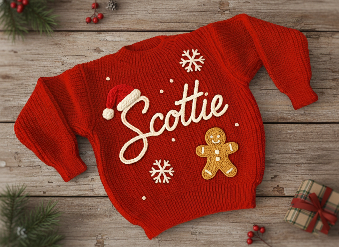 Custom Name Baby Sweater, Hand Embroidered Name, Custom Knit Baby Clothes, Baby Birthday Gift Idea