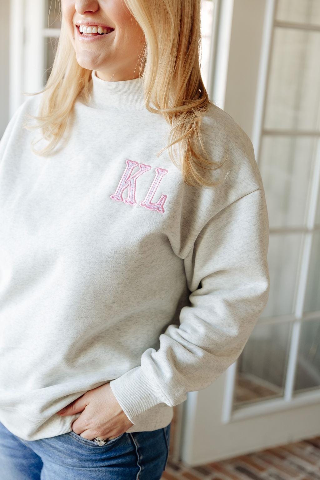 Monogrammed Mockneck Sweatshirt // Embroidered Personalized Monogram Sweatshirt, Monogrammed Crewneck, Personalized Sweater, Gifts for Her