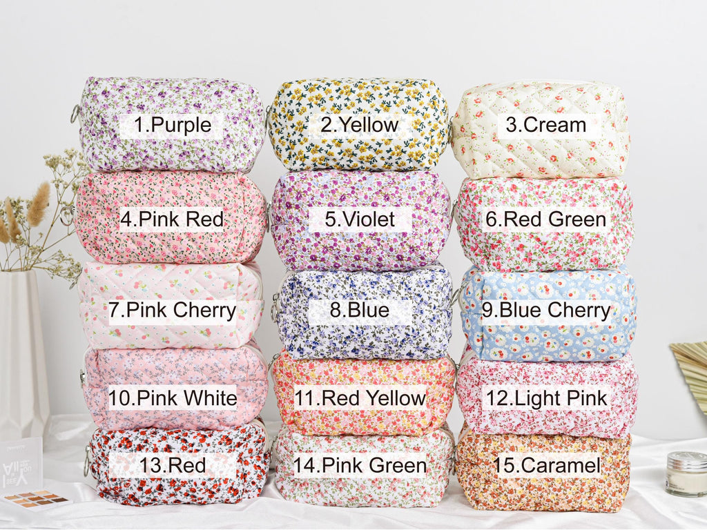 Personalized Floral Embroidered Makeup Bag, Large Capacity Cosmetic Bag, Bridesmaid & Mother’s Day Gift