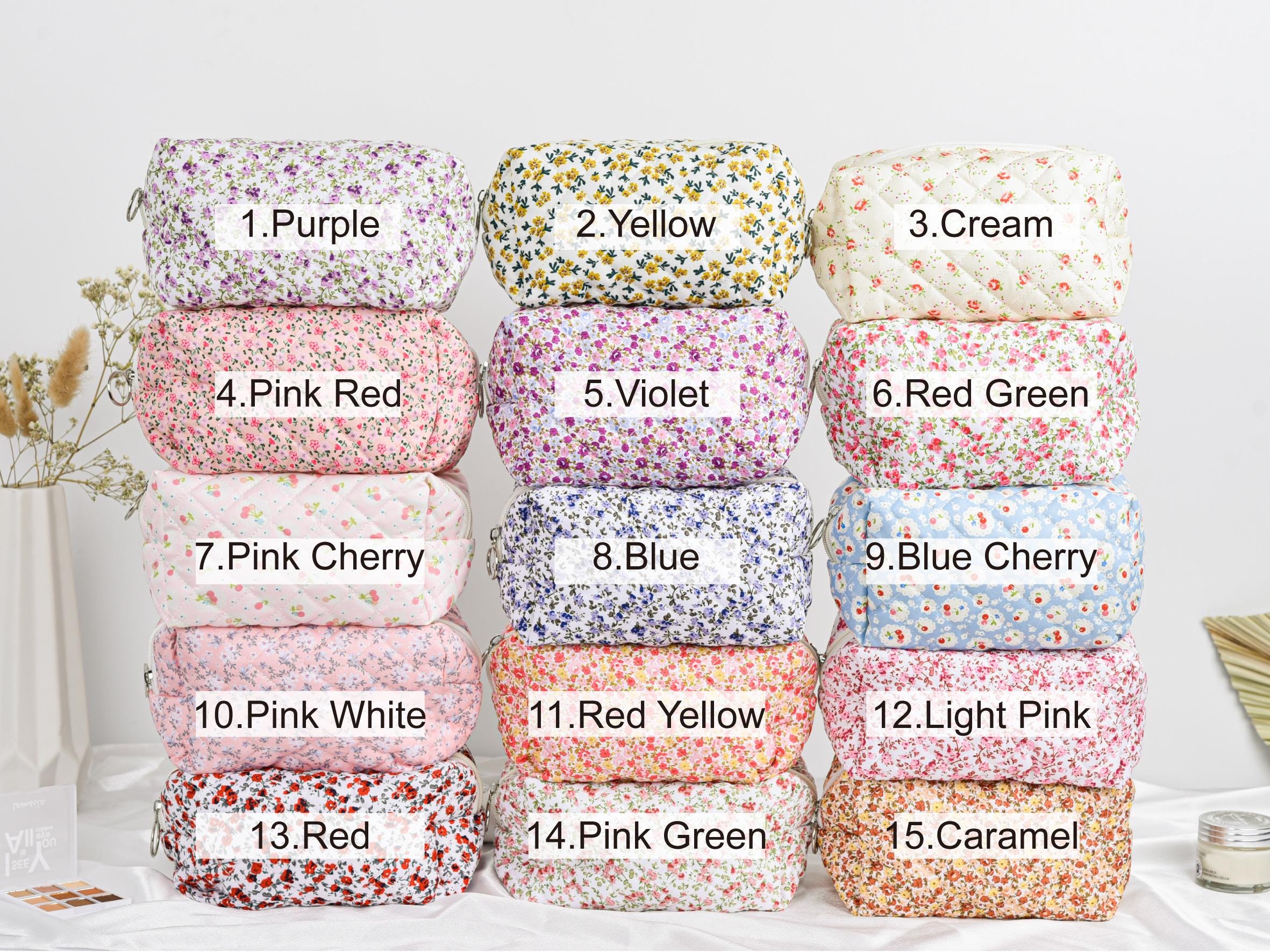 Personalized Floral Embroidered Makeup Bag, Large Capacity Cosmetic Bag, Bridesmaid & Mother’s Day Gift