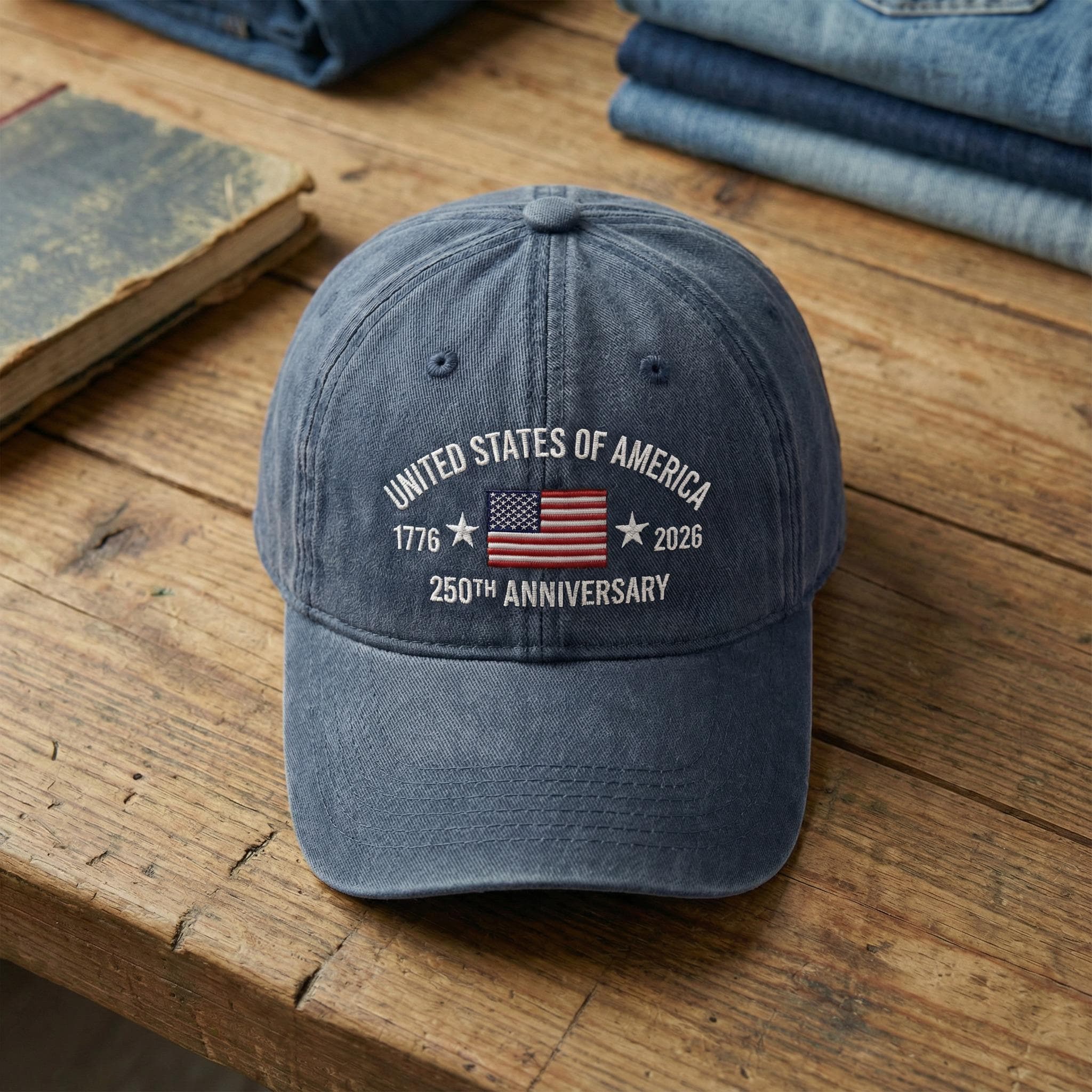 250th Anniversary USA Embroidered Baseball Hat, Patriotic American Flag Cap, 1776–2026 Semiquincentennial Hat, 4th of July Veteran Gift, Gift for Dad