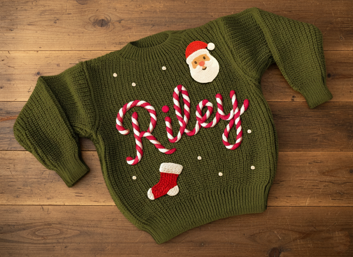 Custom Name Baby Sweater, Hand Embroidered Name, Custom Knit Baby Clothes, Baby Birthday Gift Idea