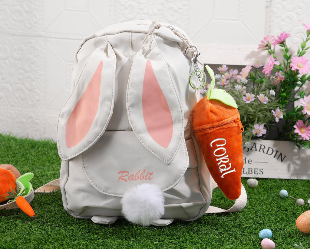 Personalized Bunny Rabbit: Plush Reversible Carrot Keychain, Custom Stuffed Animal Keychain, Easter Gifts