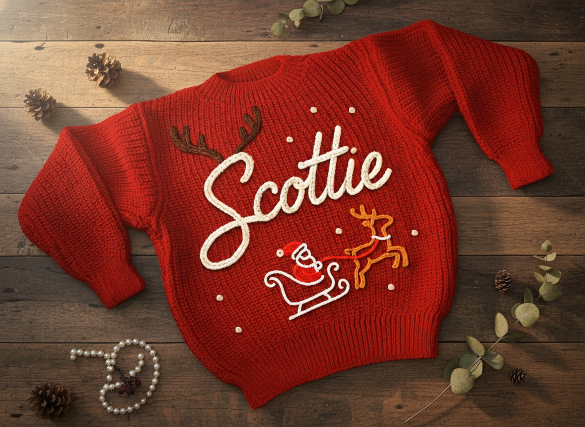 Custom Name Baby Sweater, Hand Embroidered Name, Custom Knit Baby Clothes, Baby Birthday Gift Idea