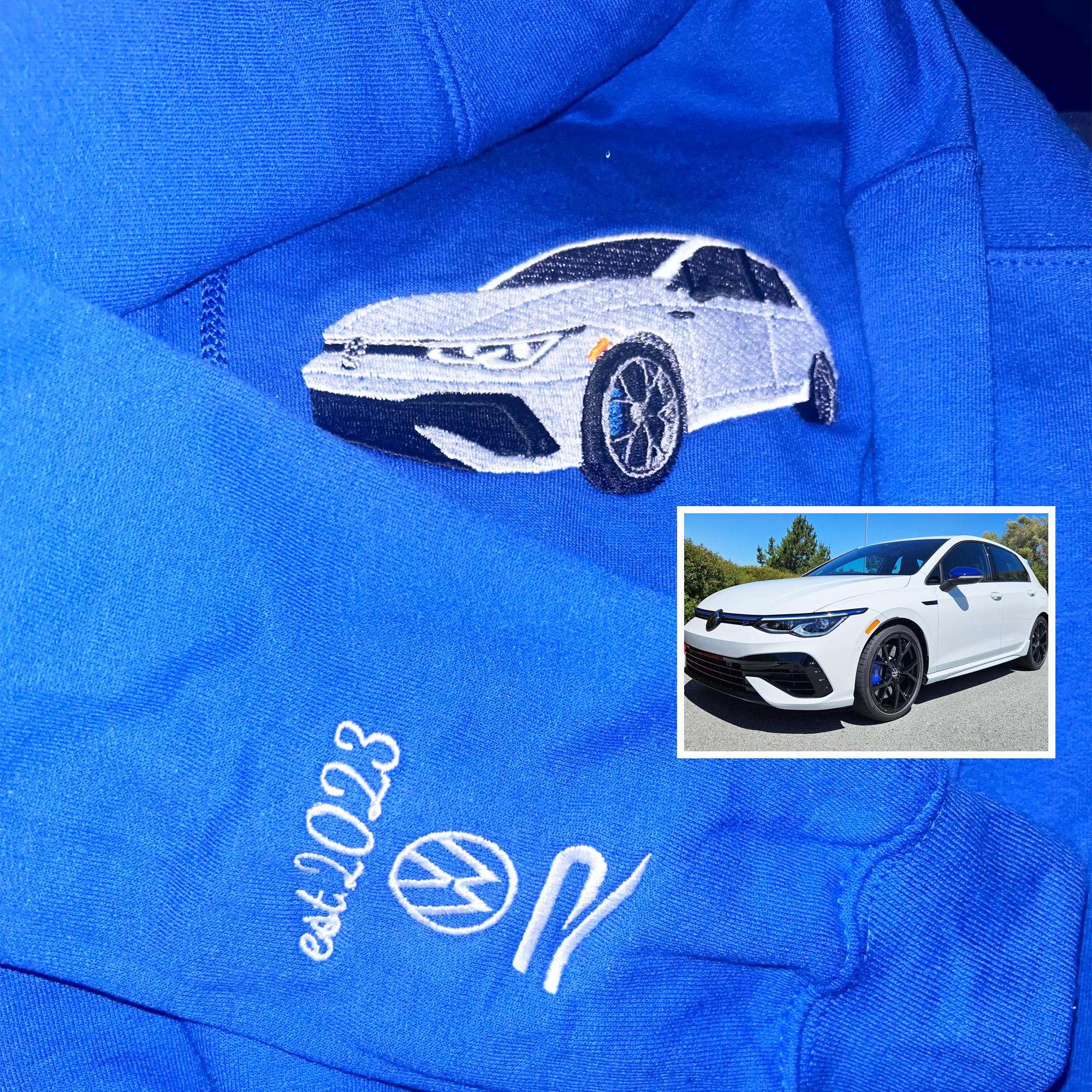 Your Car on Shirt - Custom Embroidered Car Drawing T-Shirt with Photo - Personalized Gifts For Boyfriend - Vehicle Portrait Tee