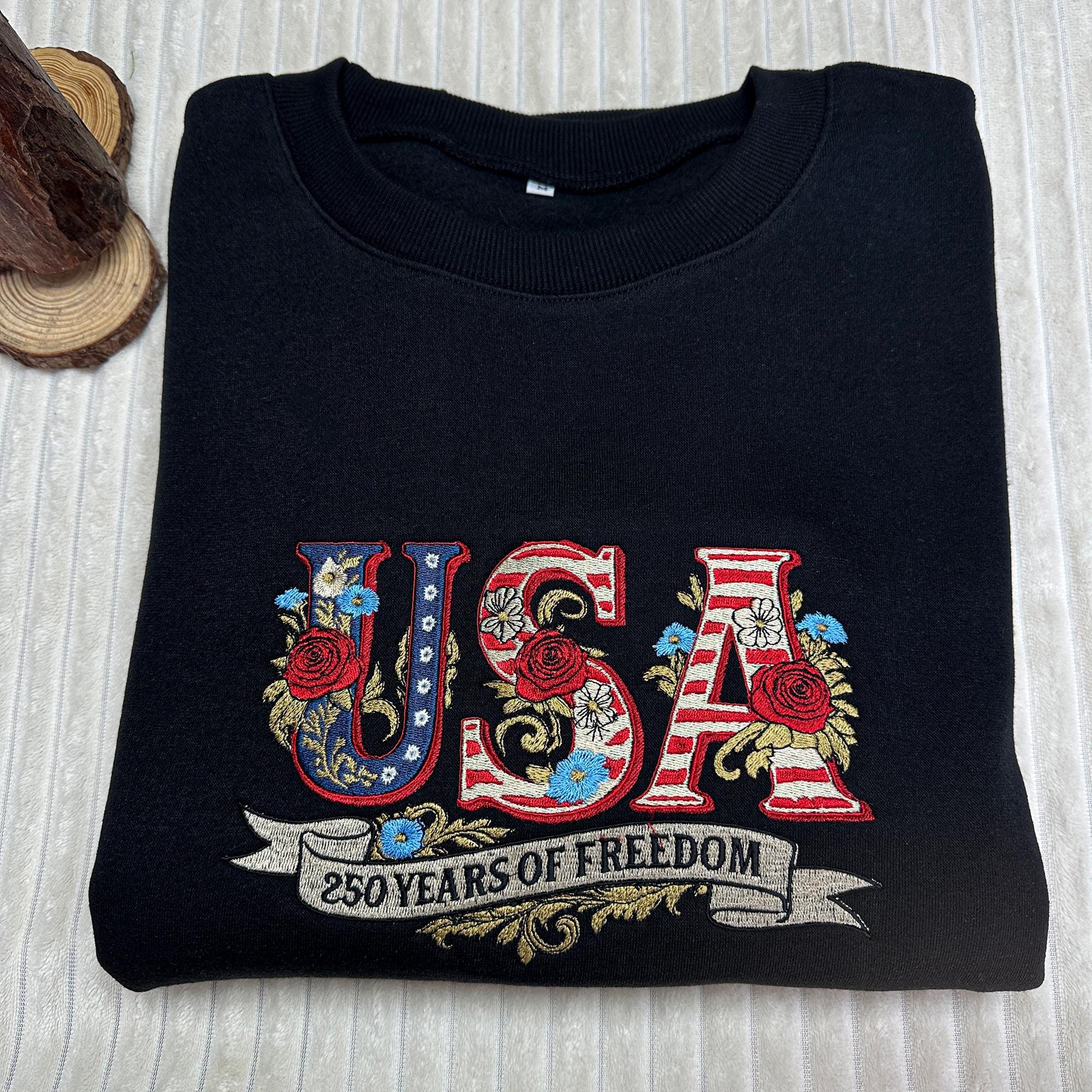 USA Embroidered Shirt, America 250th Anniversary 1776–2026