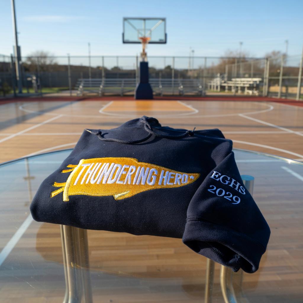 Custom Embroidered College Pennant Sweatshirt, Personalized Team Apparel, University Crewneck Sweater, Custom School Name Gift, Unisex Varsity Style
