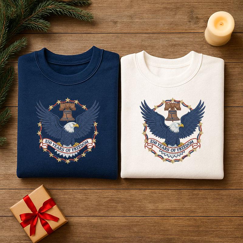 American Eagle Embroidered Sweatshirt, 250 Years of Freedom 1776–2026 Crewneck, Patriotic USA 250th Anniversary Shirt, Independence Day Gift