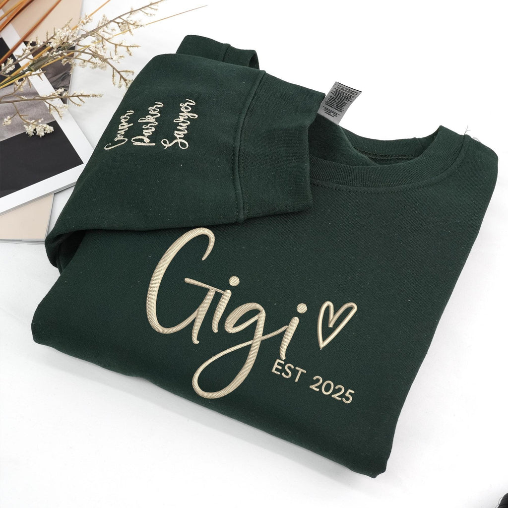 Embroidered Custom Gigi Sweatshirt, Personalized Grandma Sweatshirt, Womens Clothing, Grandparents Gift