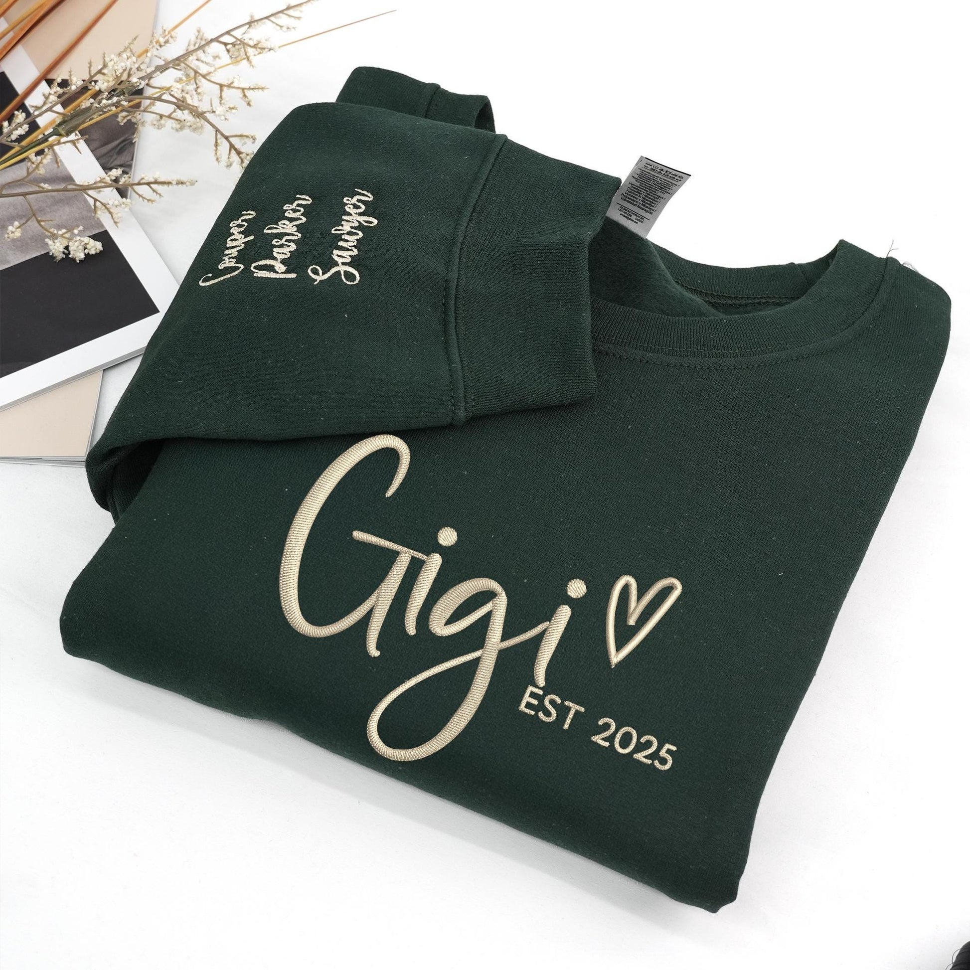 Embroidered Custom Gigi Sweatshirt, Personalized Grandma Sweatshirt, Womens Clothing, Grandparents Gift