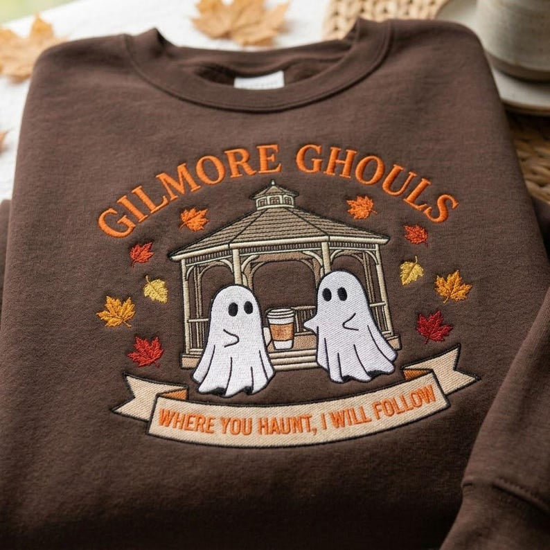 Embroidered Gilmore Ghouls Shirt, Fall Movie Inspired Shirt, Fall Spooky Ghost Shirt, Halloween Shirt, TV Show Fan Tee HLNS07