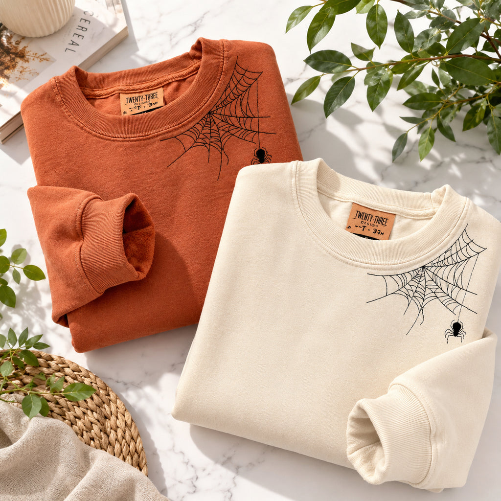 Embroidered Spider Shirt, Halloween Shirt, Spooky Season, Spider Shirt, Embroidery Halloween Spider Shirt HLEM07