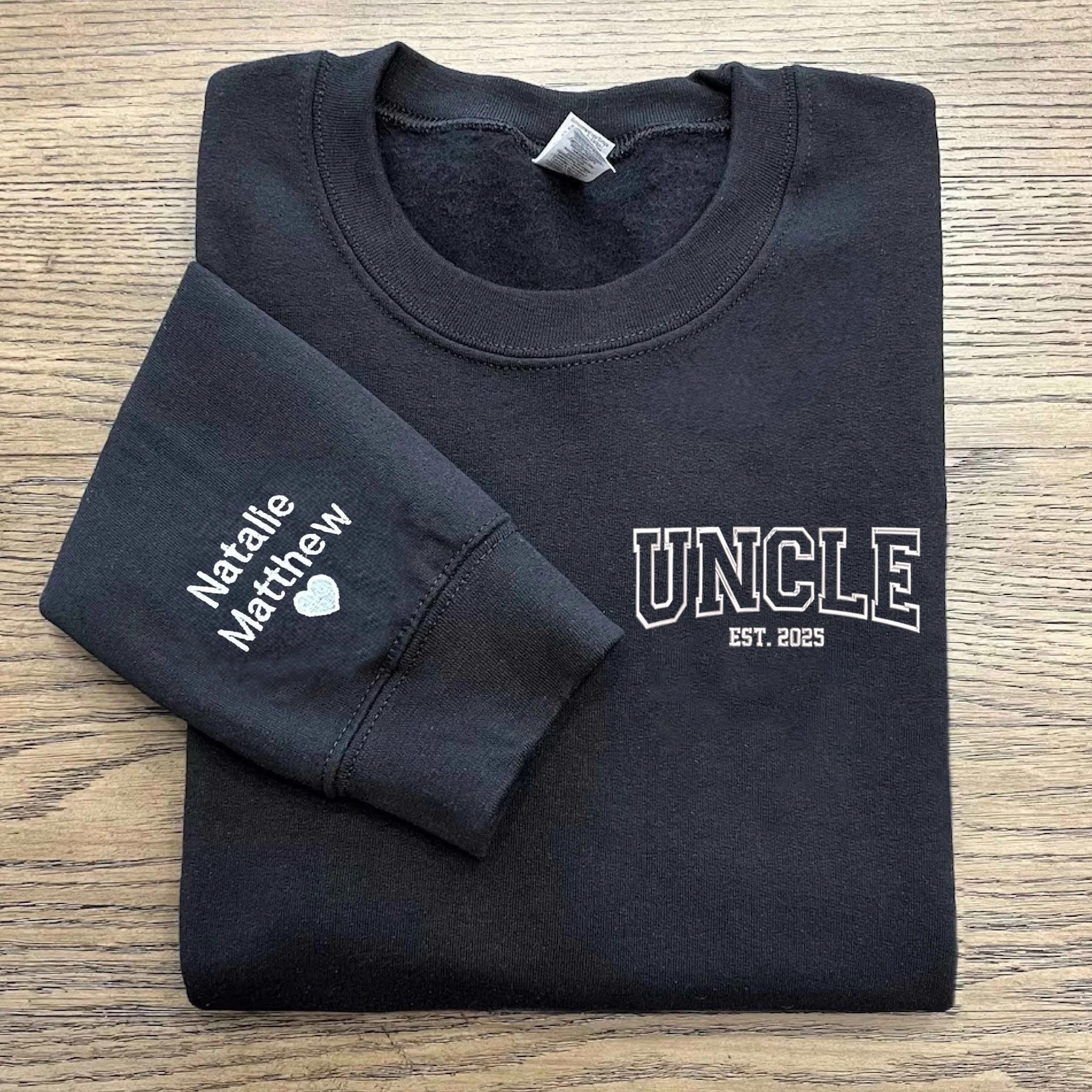 Uncle Embroidered Sweatshirt, Custom Uncle Shirt With Kids Name, Uncle Gifts, Uncle Est Year Hoodie, Gift For New Uncle, Uncle Sweater