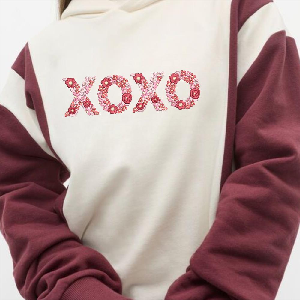 XOXO Embroidery Sweatshirt – Minimal Heart Stitch Crewneck, Cozy Love Gift