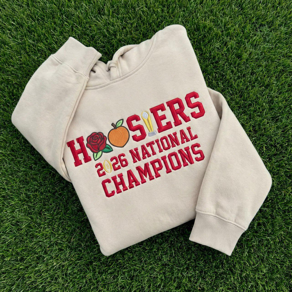Indiana Football Embroidered 2026 National Champs Sweatshirt, Trendy Game Day T-Shirt, Unisex Hoodie, College Football Fan Gift