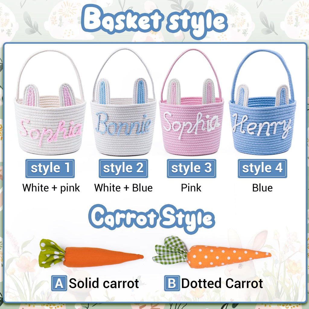 Crochet Personalized Easter Basket 2026 with Name - Custom Easter Egg Hunt Gift for Kids, Baby's First Keepsake & Spring Decor Basket