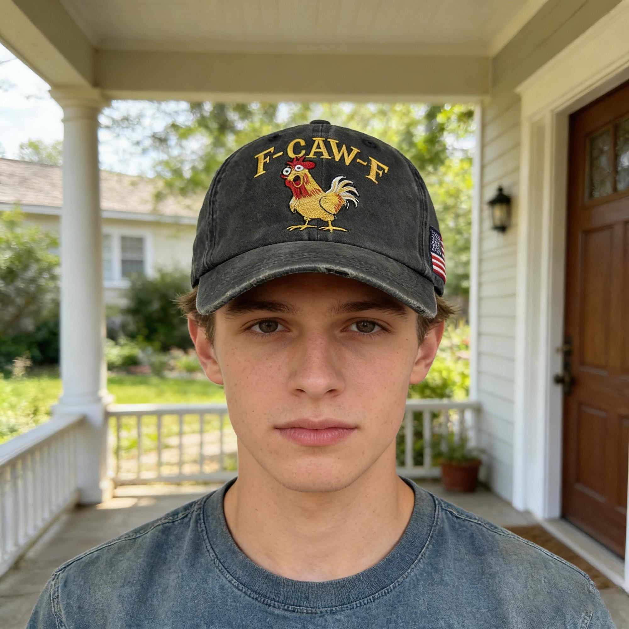Vintage Rooster Embroidered Baseball Cap – F Caw F Style Adjustable Soft Washed Unisex Hat