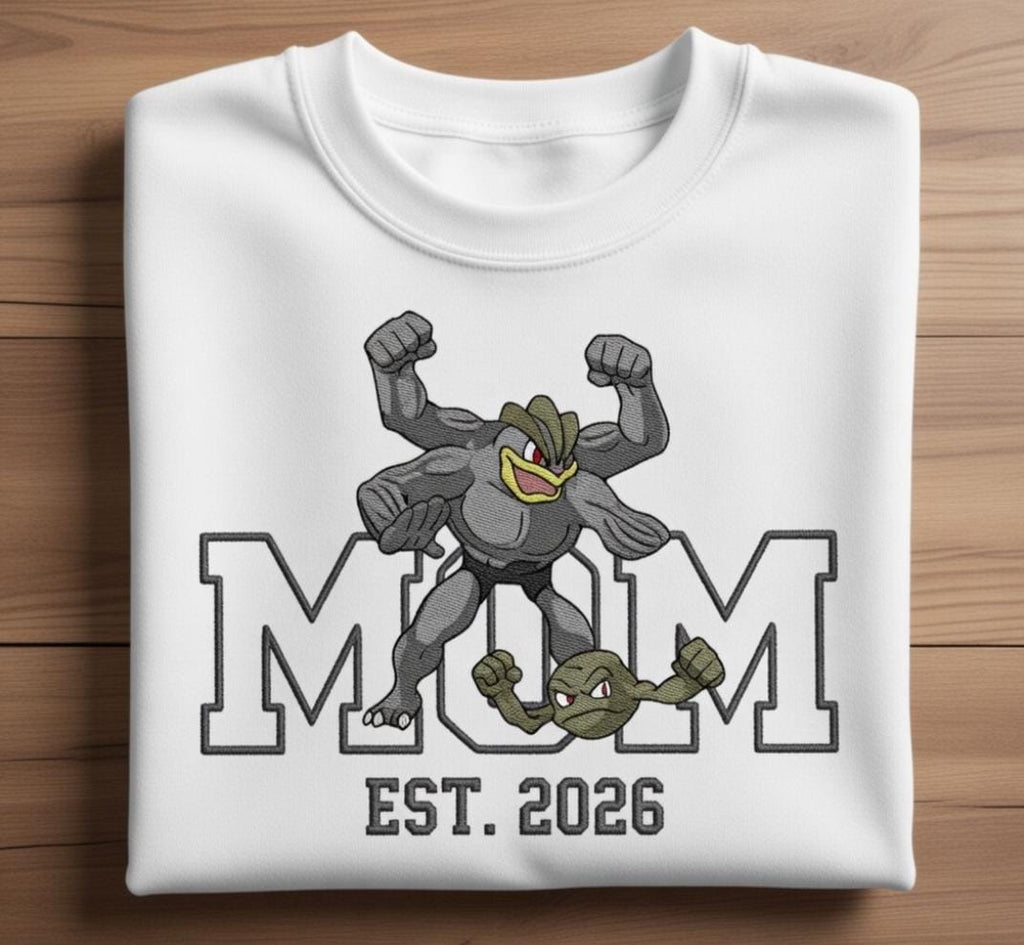 Embroidered Custom Pokemom Character Hoodie, Cute Poke mom Characters Sweatshirt, Cozy Anime Embroidery, Gift for PKM Fans, Gift for mom