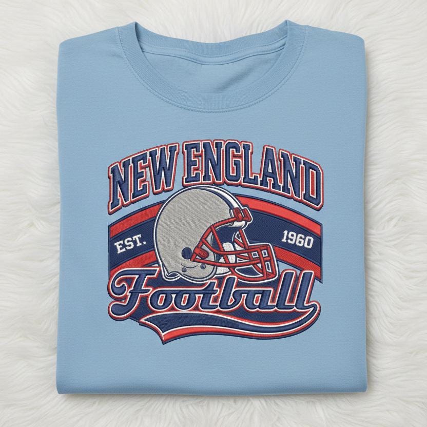 Embroidered New England Football Sweatshirt – Game Day Patriots Shirt | Unisex Hoodie for Men & Women | Football Fan Gift