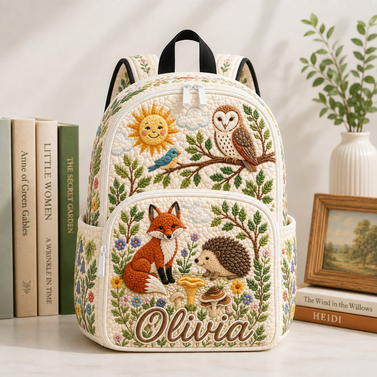 Personalized Animals Quilted Backpack, Custom Animals Backpack, School Bag, Travel Bag, Back To School Backpack QBP03