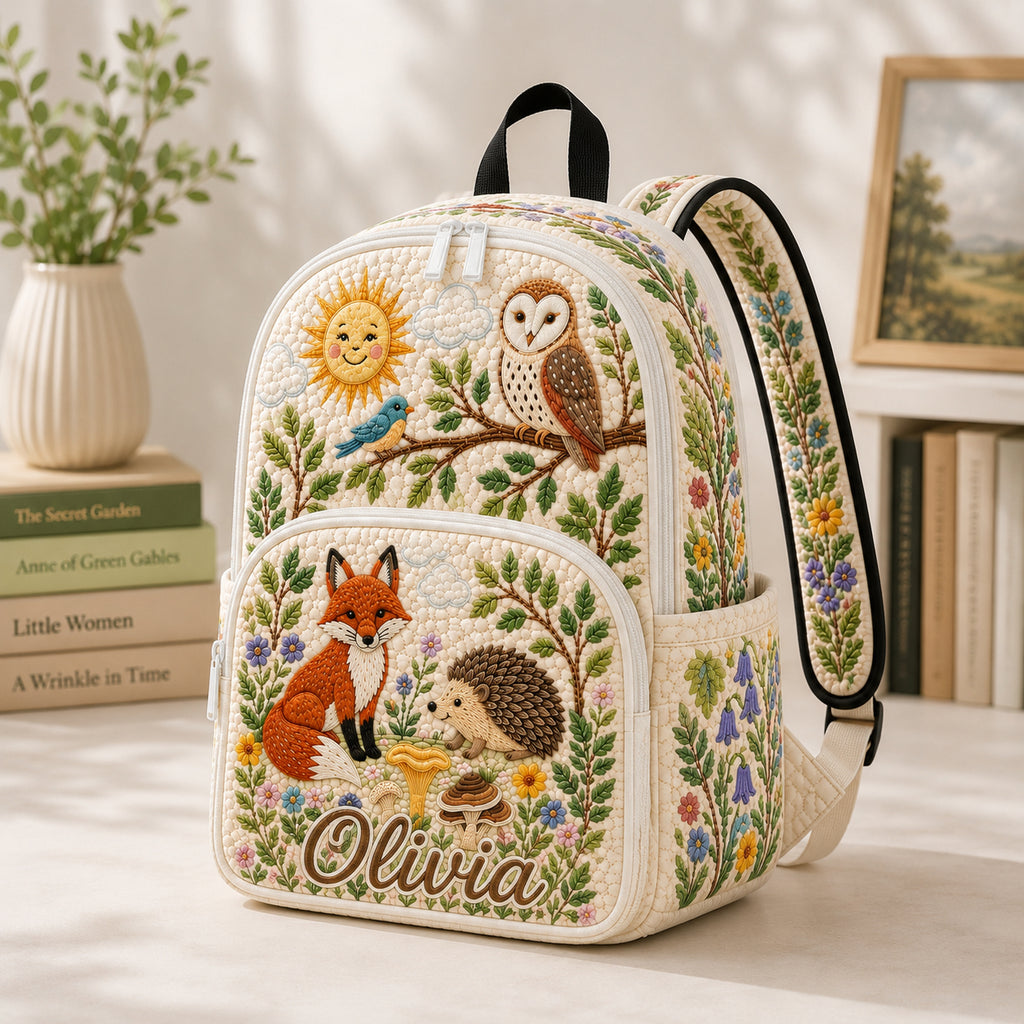 Personalized Animals Quilted Backpack, Custom Animals Backpack, School Bag, Travel Bag, Back To School Backpack QBP03