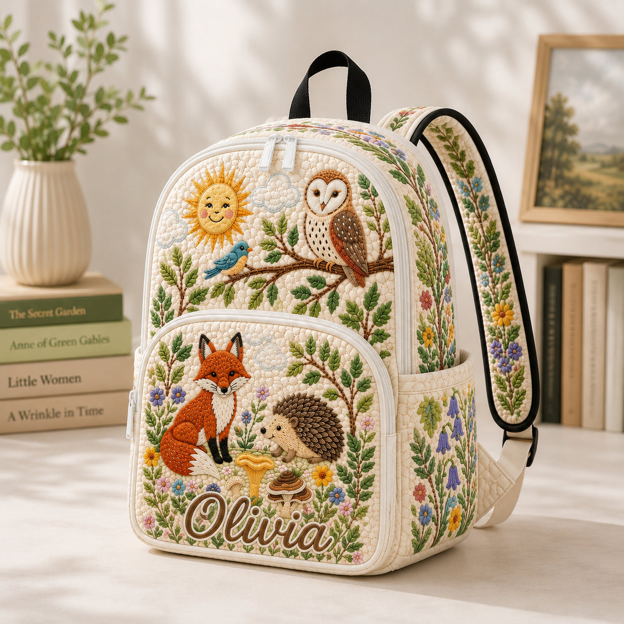 Personalized Animals Quilted Backpack, Custom Animals Backpack, School Bag, Travel Bag, Back To School Backpack QBP03