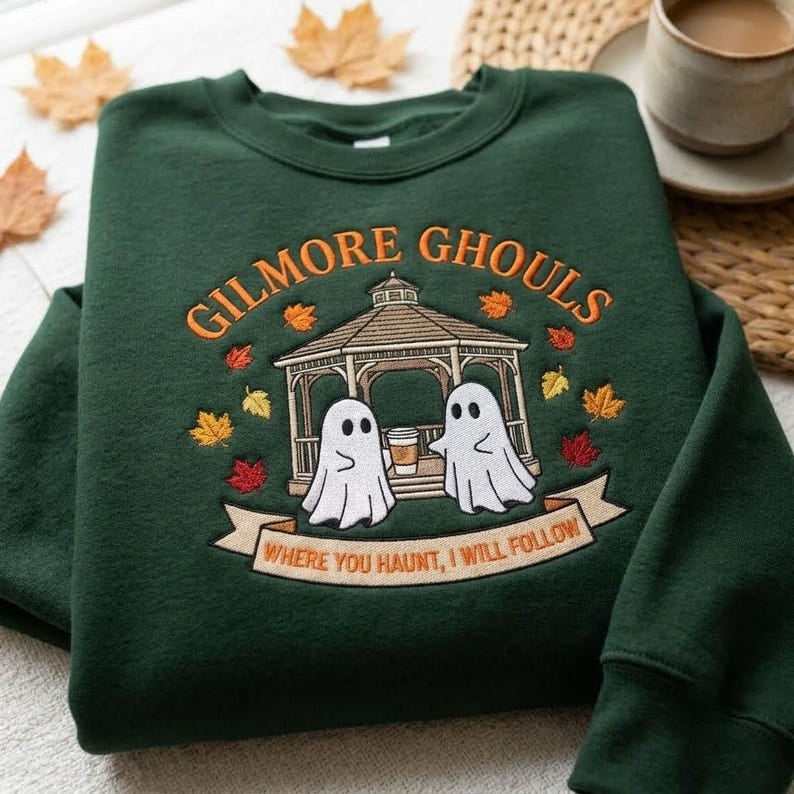 Embroidered Gilmore Ghouls Shirt, Fall Movie Inspired Shirt, Fall Spooky Ghost Shirt, Halloween Shirt, TV Show Fan Tee HLNS07