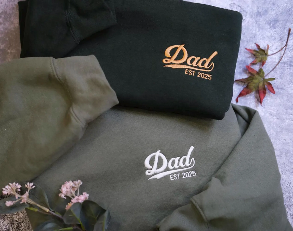Custom Dad Est Embroidered Shirt, Personalized Father’s Day Gift for Dad