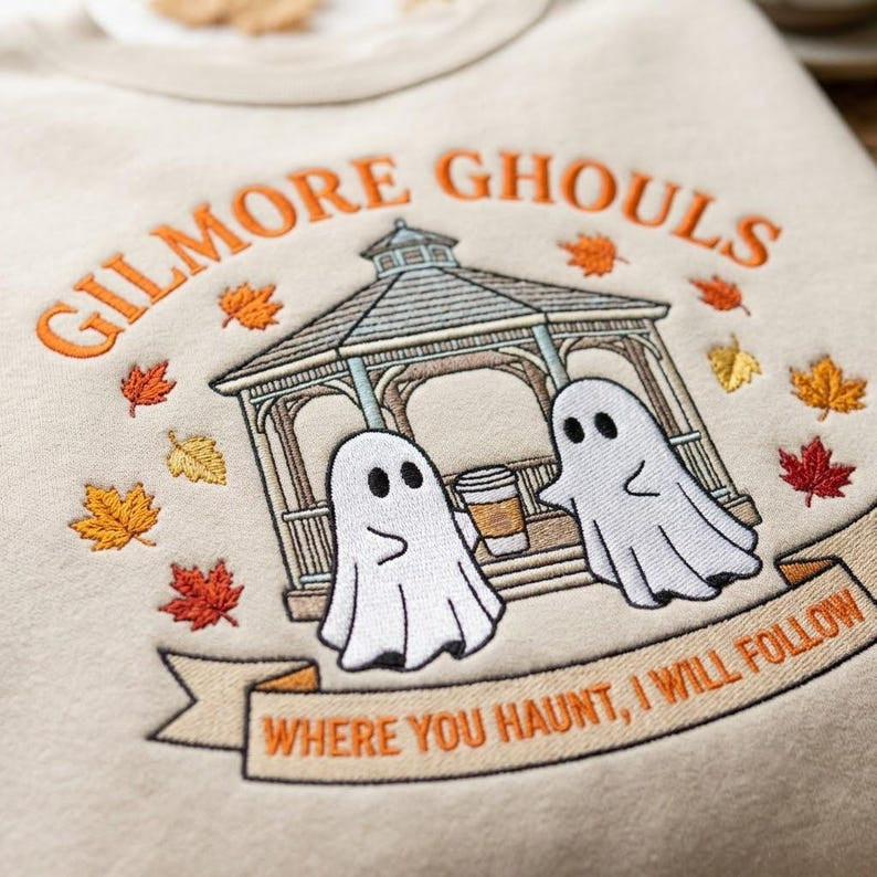 Embroidered Gilmore Ghouls Shirt, Fall Movie Inspired Shirt, Fall Spooky Ghost Shirt, Halloween Shirt, TV Show Fan Tee HLNS07