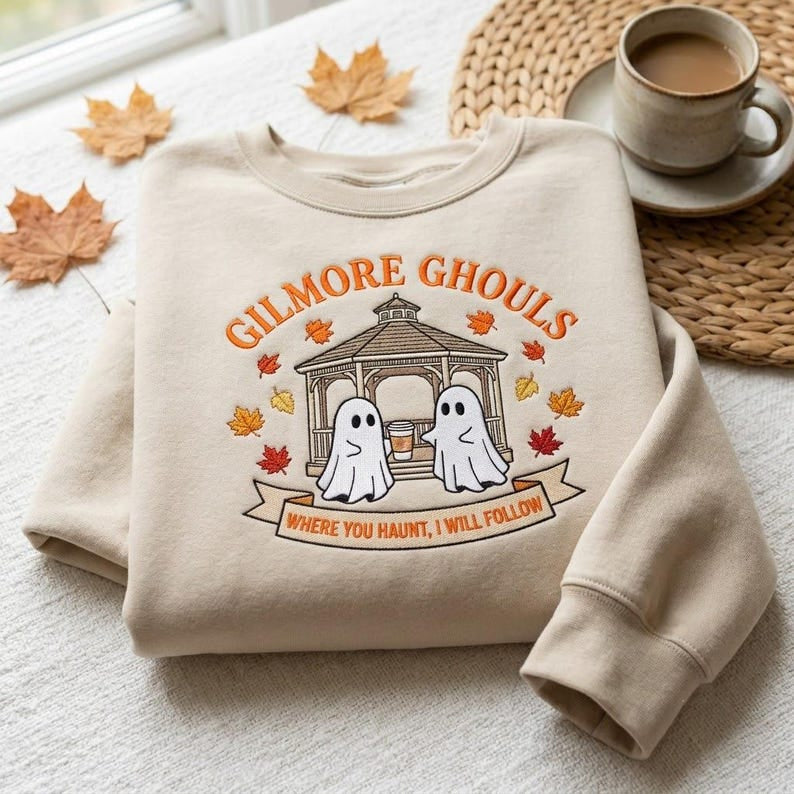 Embroidered Gilmore Ghouls Shirt, Fall Movie Inspired Shirt, Fall Spooky Ghost Shirt, Halloween Shirt, TV Show Fan Tee HLNS07