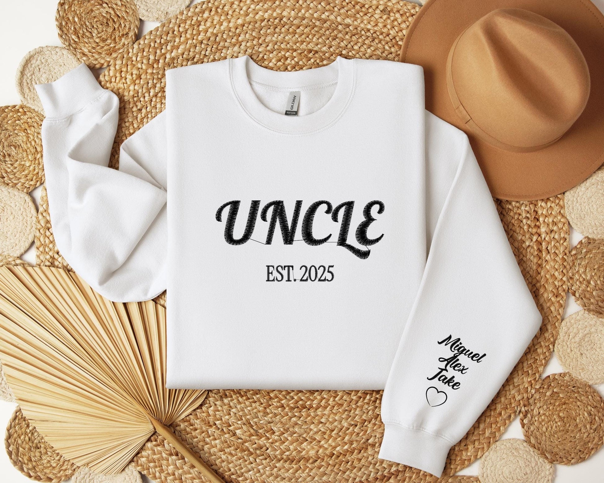 Uncle Embroidered Sweatshirt, Custom Embroidery Sweatshirt, Uncle Embroidered, Uncle Est Year Hoodie, Custom Uncle Gifts