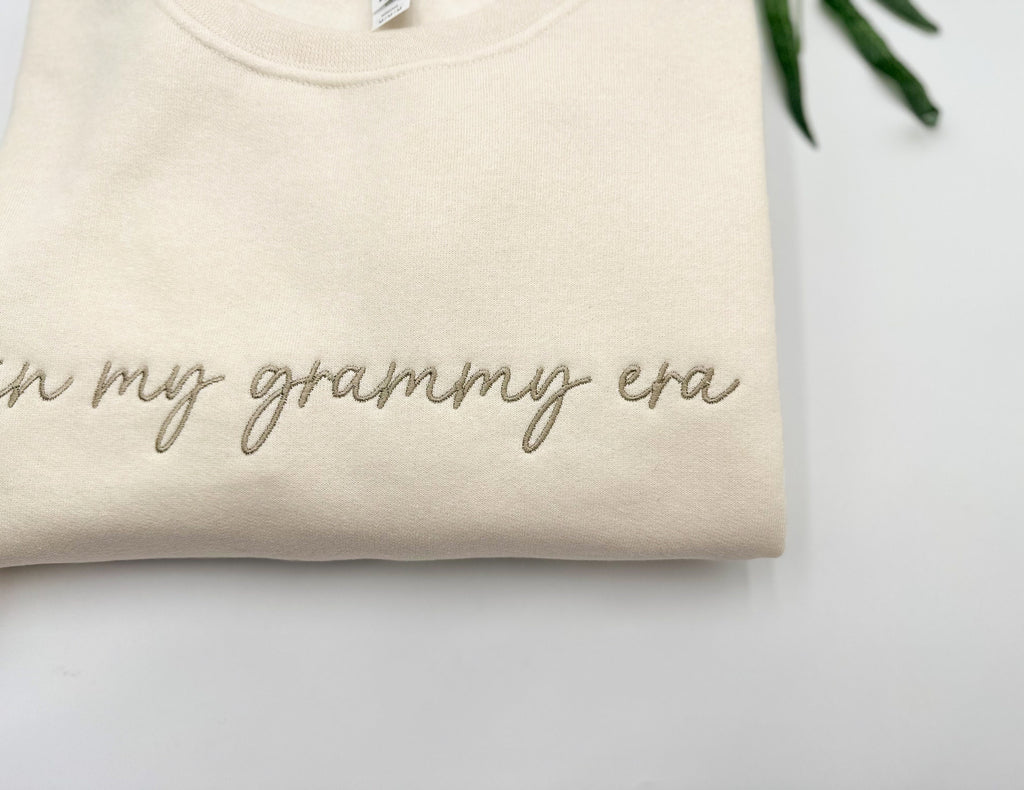 In My Grammy Era Embroidered Sweatshirt, Personalized Grandma Crewneck, Minimal Cozy Pullover, Gift for Grammy