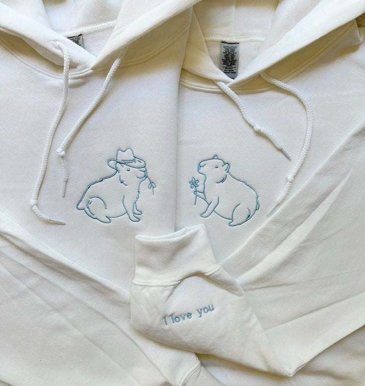 Animal Couple Embroidered Sweater Collection, Matching Couple Sweatshirt, Cute Animal Lovers Outfit, Personalized Gift