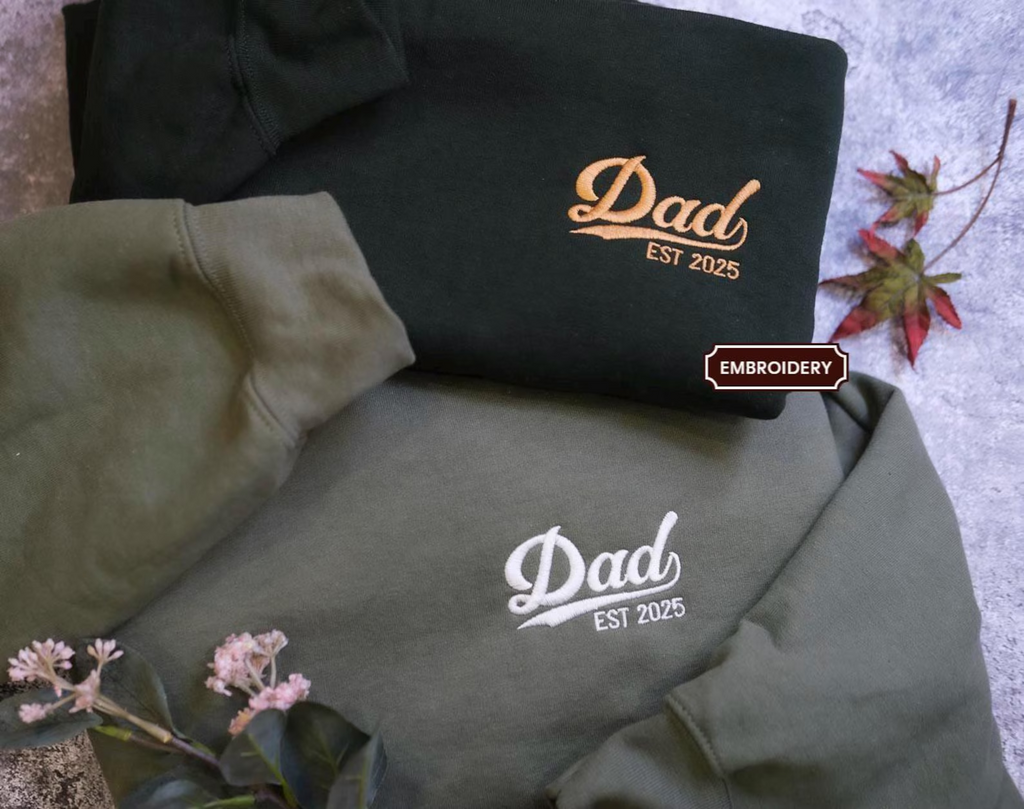 Custom Dad Est Embroidered Shirt, Personalized Father’s Day Gift for Dad
