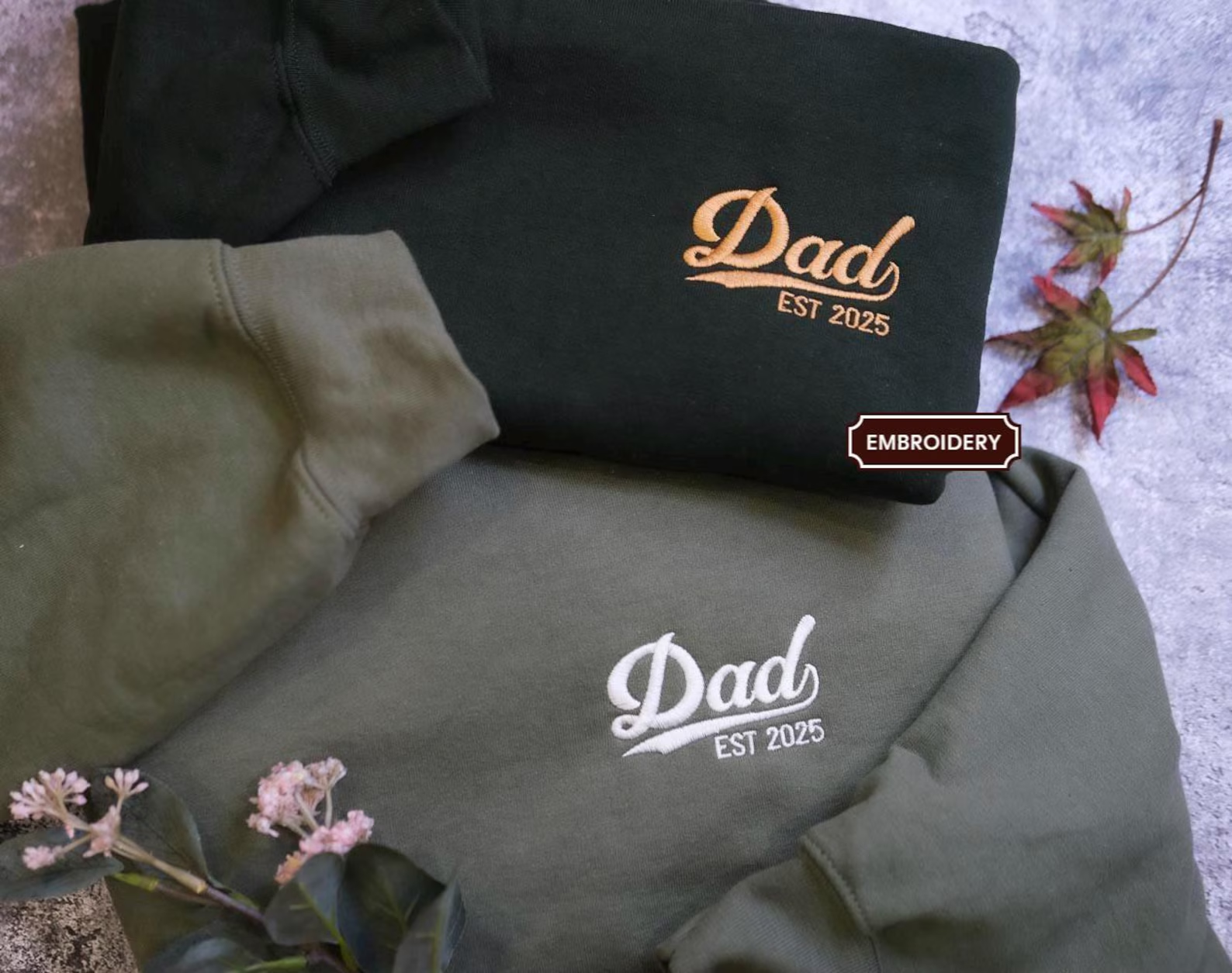Custom Dad Est Embroidered Shirt, Personalized Father’s Day Gift for Dad