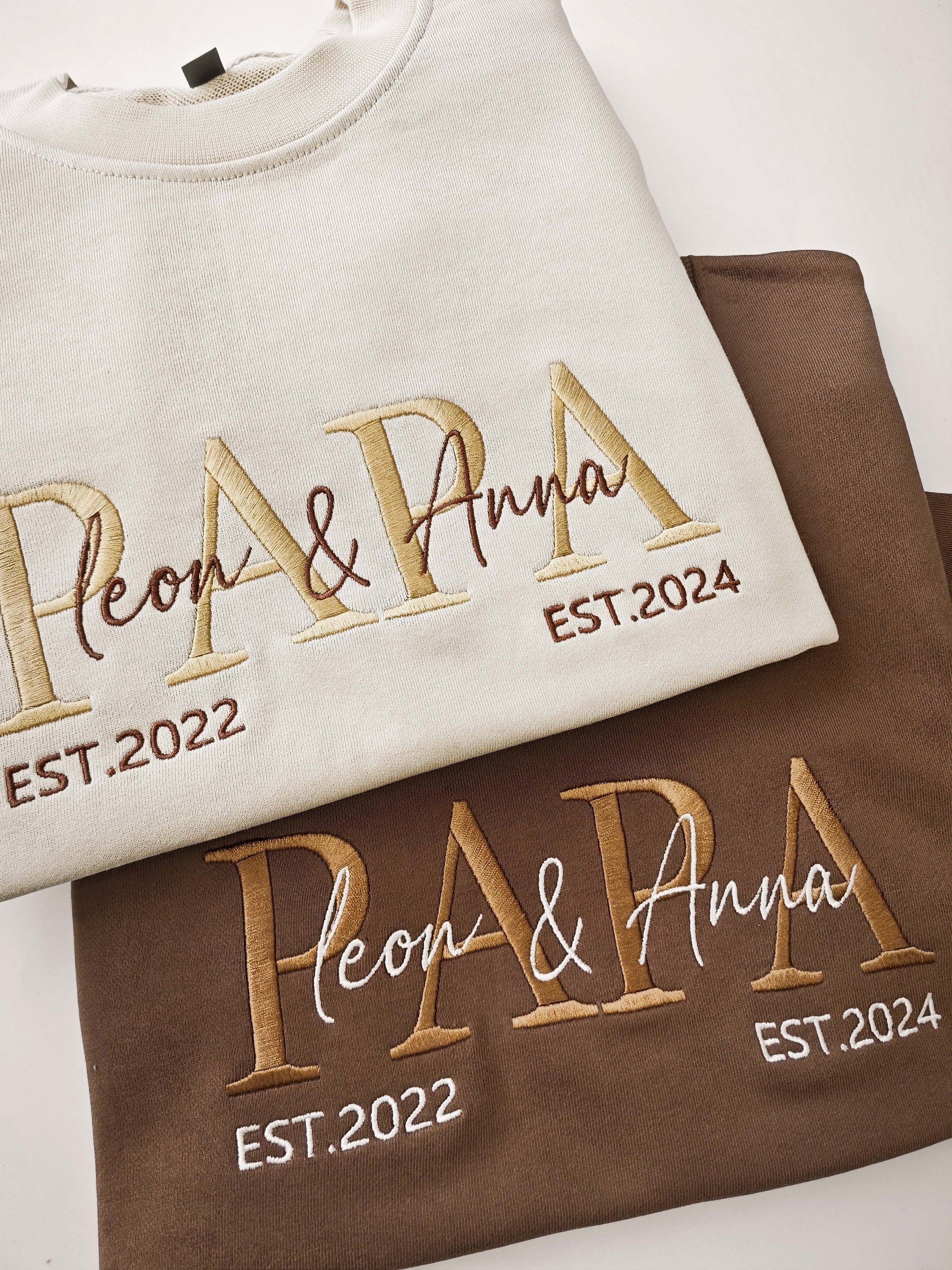Custom Embroidered PAPA Sweatshirt,Grandpa Shirt With Date, Daddy Est Year Shirt,Custom Dad Est Hoodie,Gift For New Dad, Father's Day Gift