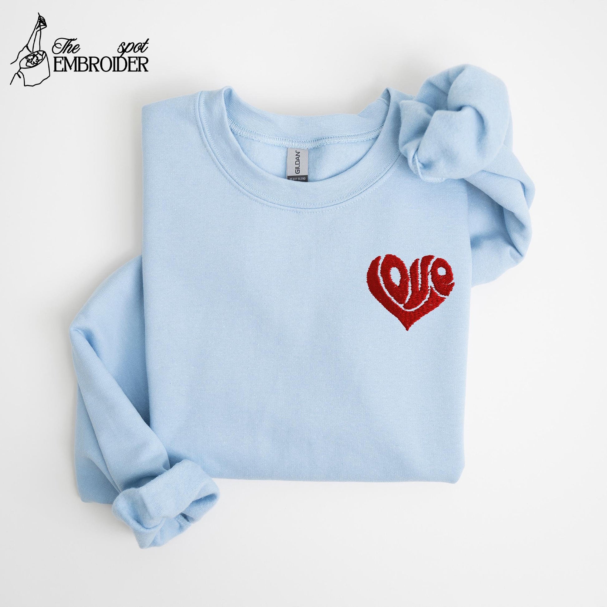 Love Valentine's Day Embroidered Sweatshirt, Valentine's Day Embroidered Shirt, Embroidery Love Valentines Day Shirt, Embroidered Love Shirt