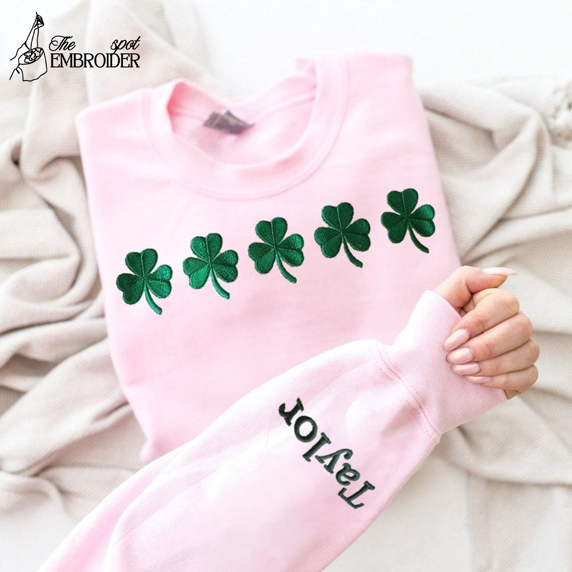 Embroidered St. Patrick’s Day crewneck sweatshirt, Irish Shamrock Sweatshirt, Saint Patrick's Day Sweatshirt Women, St Patrick's Hoodie
