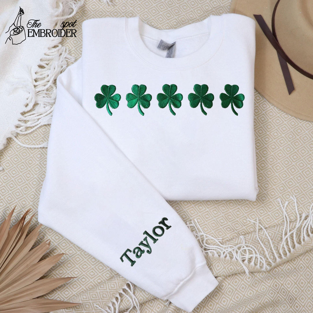Embroidered St. Patrick’s Day crewneck sweatshirt, Irish Shamrock Sweatshirt, Saint Patrick's Day Sweatshirt Women, St Patrick's Hoodie