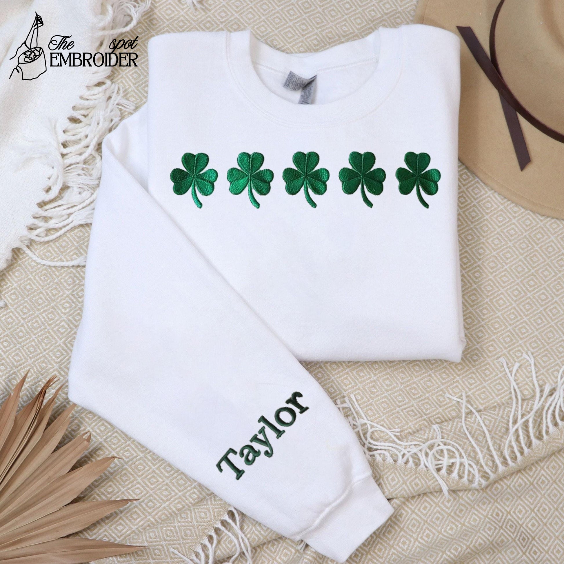 Embroidered St. Patrick’s Day crewneck sweatshirt, Irish Shamrock Sweatshirt, Saint Patrick's Day Sweatshirt Women, St Patrick's Hoodie