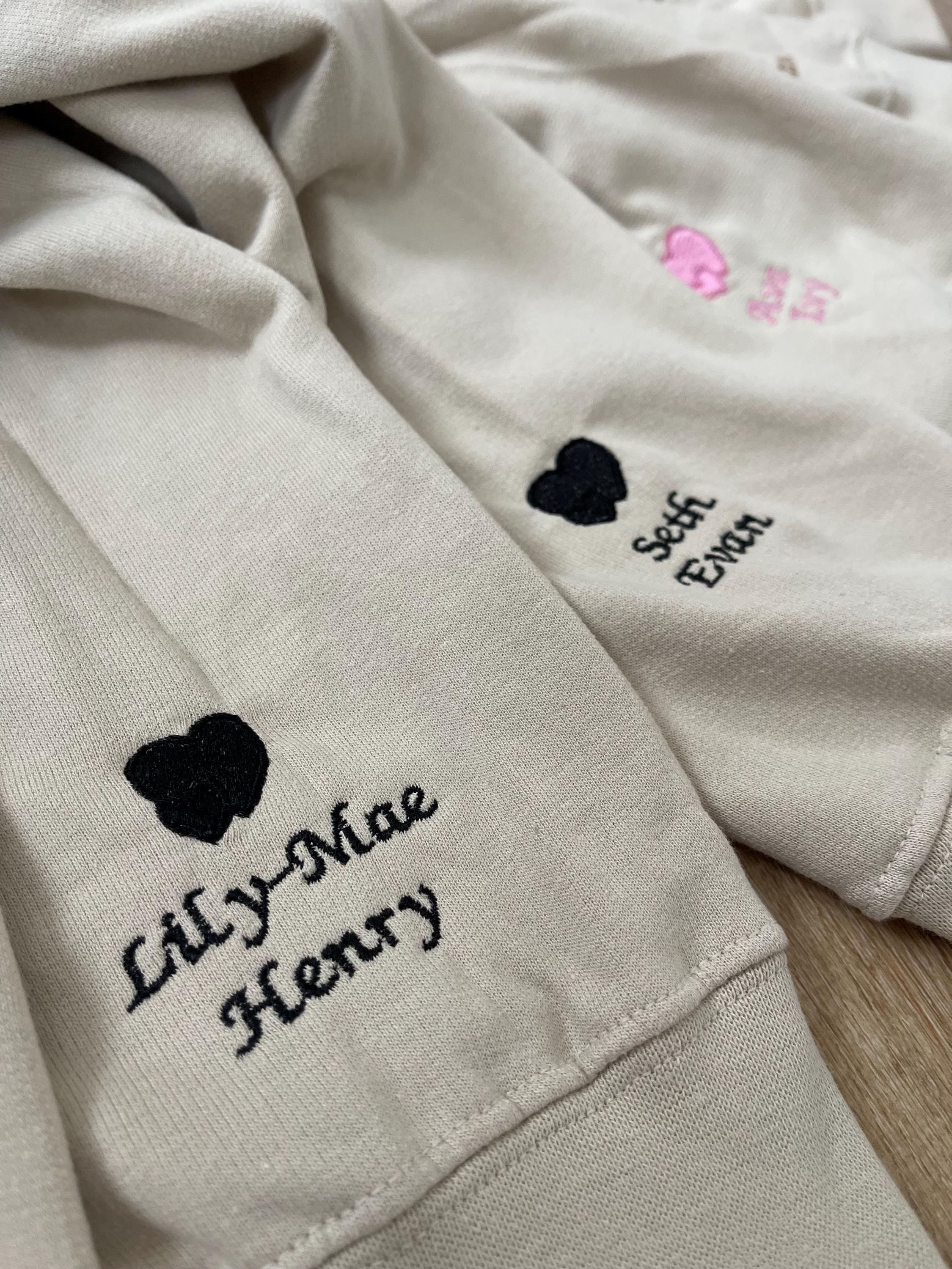 Personalized Mama Hoodie with Names on Sleeve, Custom Embroidered Cuff Sweatshirt, New Mom Hoodie, Mama Jumper, Mother’s Day Gift for Her