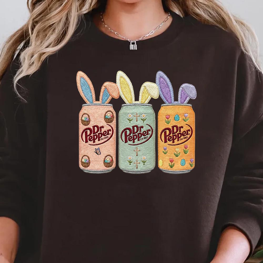 Easter Dr Pepper Shirt, Easter Bunny Embroidered Sweatshirt, Bunny Easter Soda Hoodie, Cute Gift For Easter Day