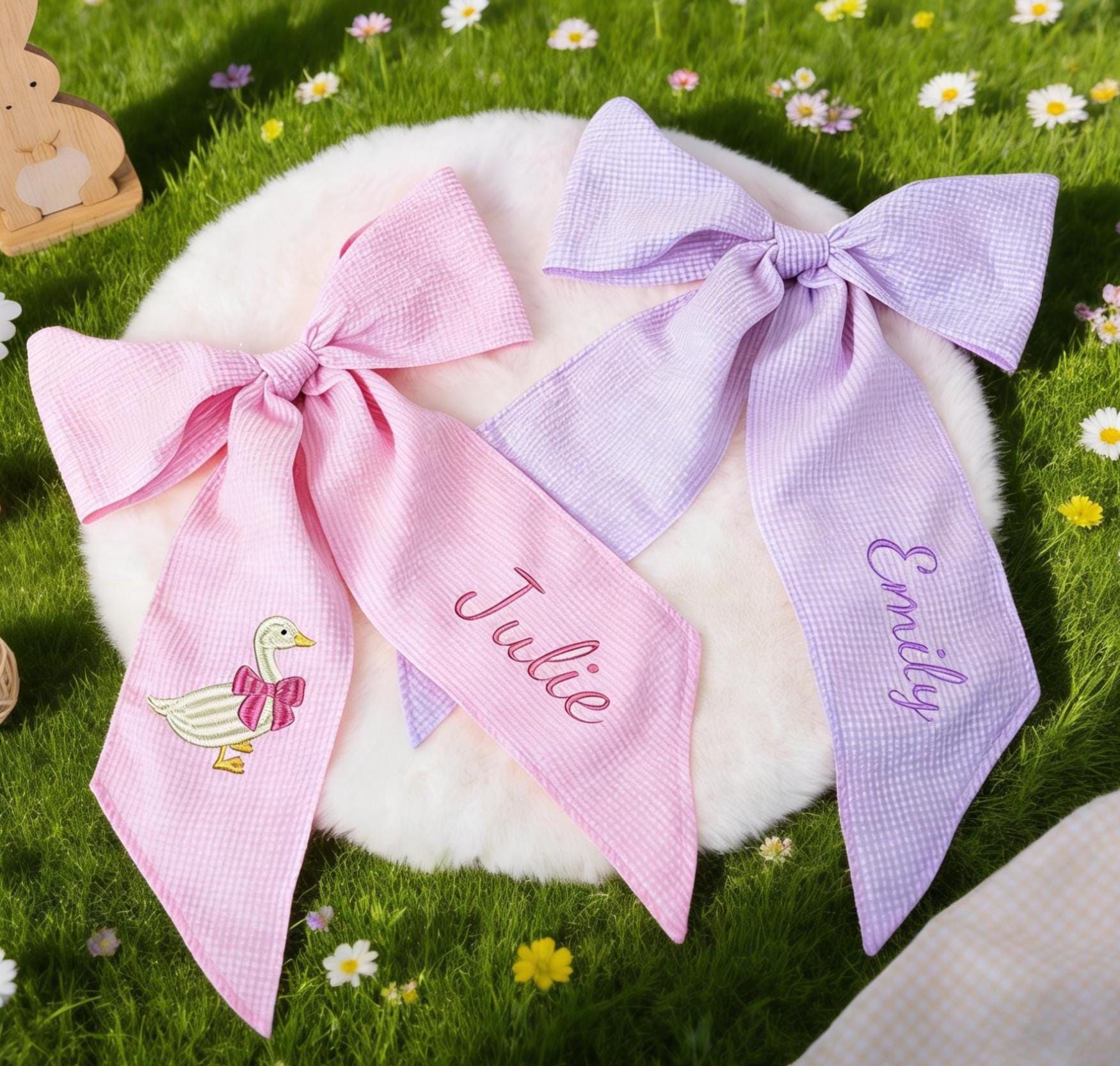 personalized easter basket bow,custom easter bows embroidered,easter bunny bow,easter basket ribbon,peter rabbit personalized bow for basket