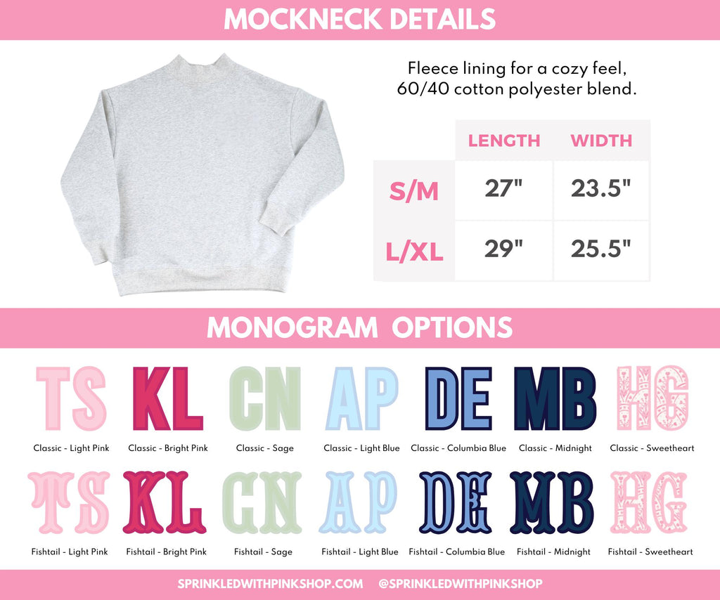 Monogrammed Mockneck Sweatshirt // Embroidered Personalized Monogram Sweatshirt, Monogrammed Crewneck, Personalized Sweater, Gifts for Her