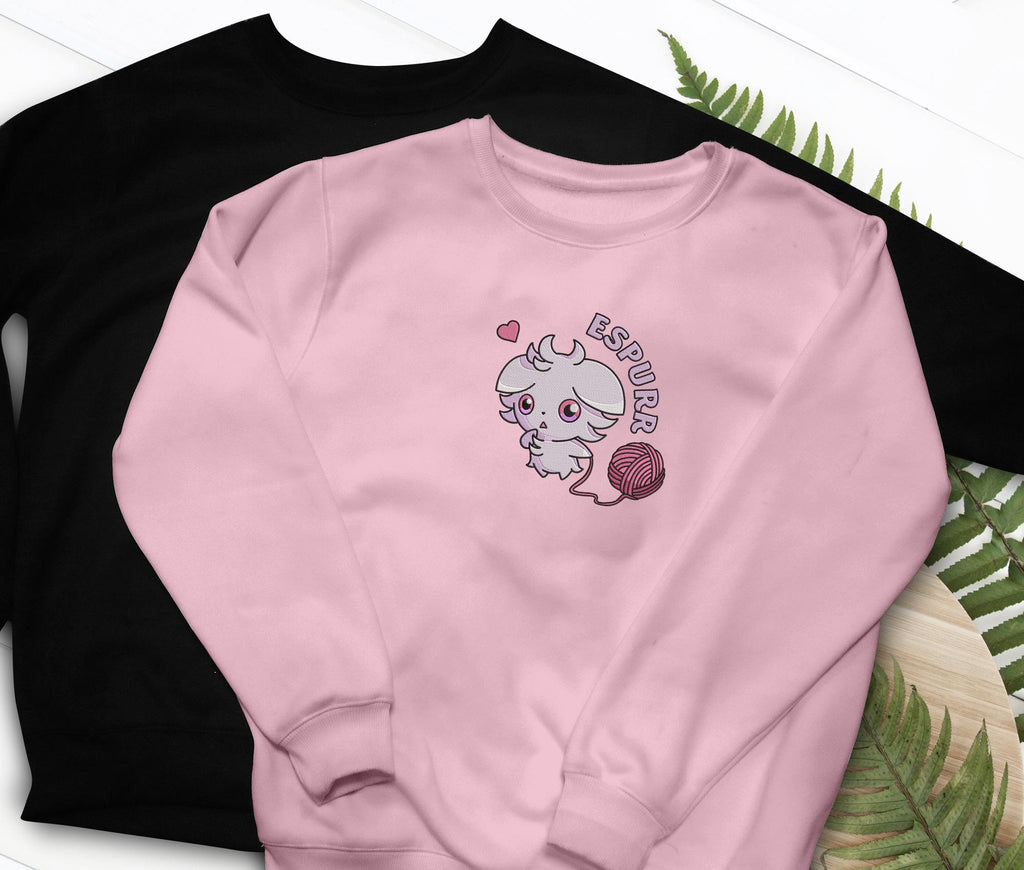 Espurr Embroidered Shirt Psychic Cat Yarn Design T-shirt Sweatshirt Hoodie Gaming Gifts